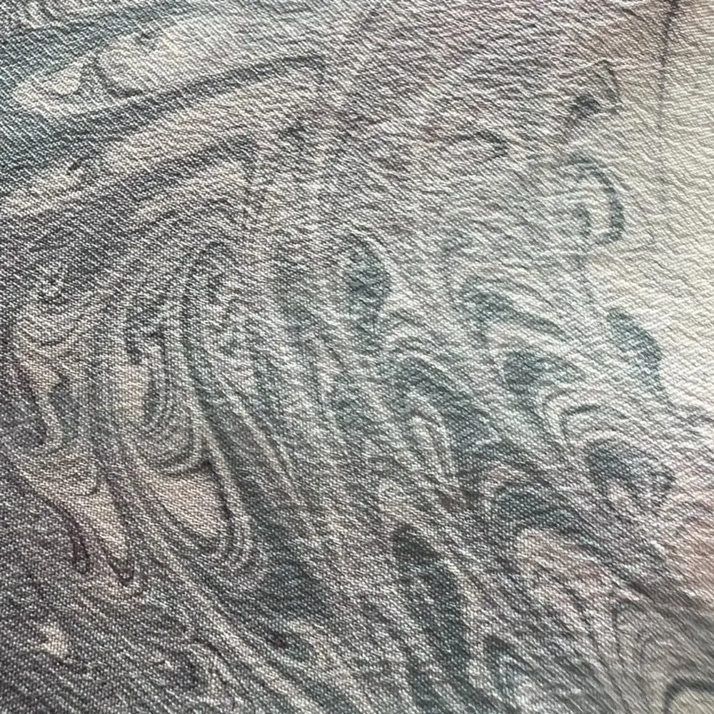 Marble Swirl Silk Scarf Hand Marbled Square Ivory Black Gray Hand Rolled Hem 30
